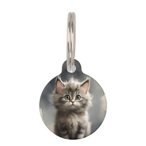 Personalized Cute Tabby Kitten Portrait Pose Pet ID Tag
