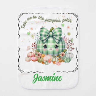 Personalized Cute Take me to the pumpkin patch Baby Burp Cloth