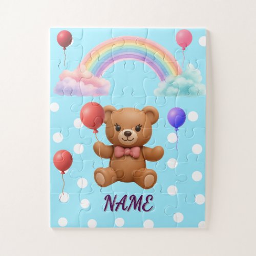 Personalized Cute Teddy Bear Balloon Jigsaw Puzzle
