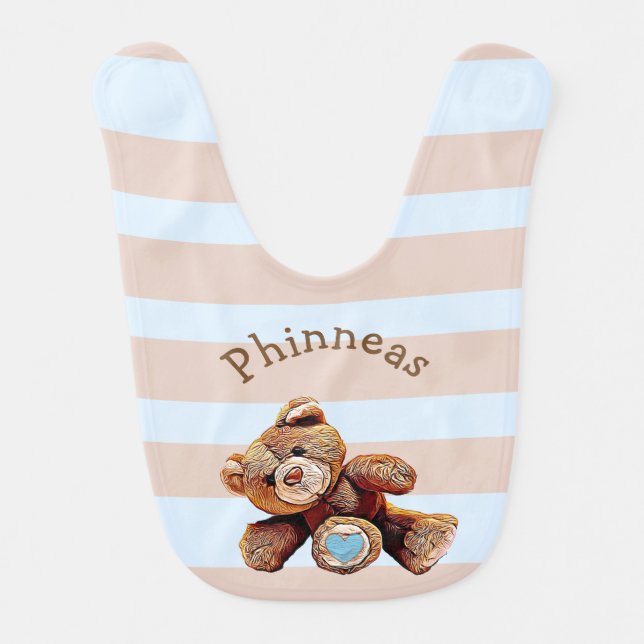 Personalized Cute Teddy Bear Bib (Front)
