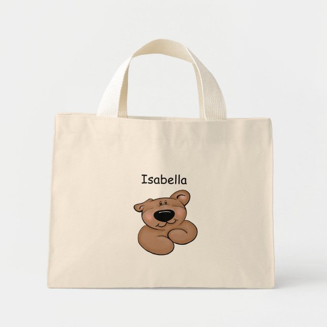 Personalized Cute Teddy Bear Mini Tote Bag (Front)