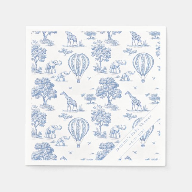 personalized cute toile baby shower  napkins (Front)