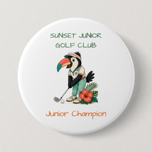 Personalized Cute Toucan Junior Golf Club Button