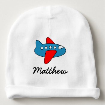 Personalized Cute Toy Airplane Baby Hat For Boy by logotees at Zazzle