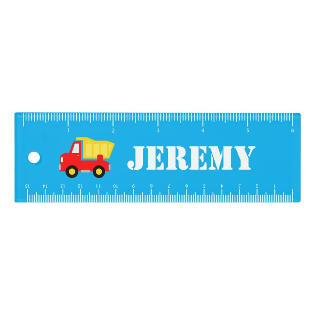 Personalized cute toy red dump truck lorry kid's ruler (Front)