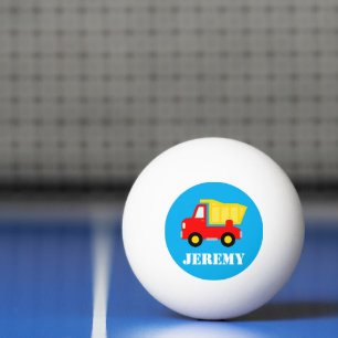 Personalized cute toy red dumpster truck kid's ping pong ball