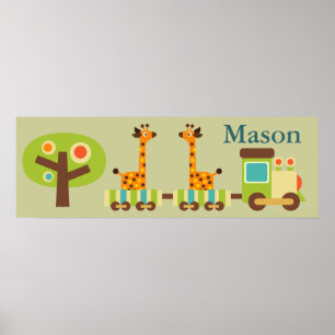 Personalized Cute Train Poster Wall Decor for Kids