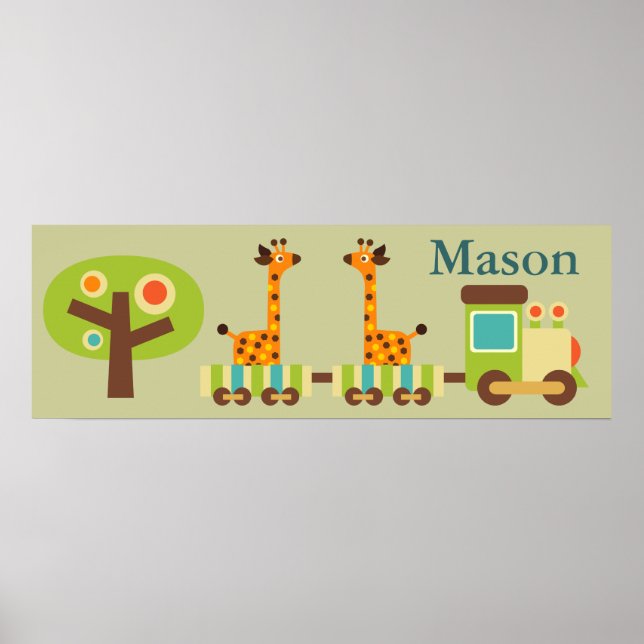 Personalized Cute Train Poster Wall Decor for Kids (Front)