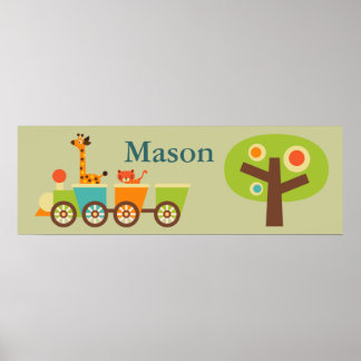 Personalized Cute Train Poster Wall Decor for Kids