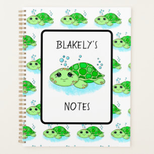 Personalized Cute Turtle Cartoon Name  Planner