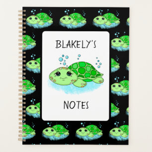 Personalized Cute Turtle Cartoon Name Planner