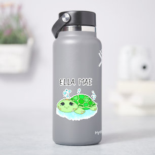 Personalized Cute Turtle Cartoon Name  Sticker