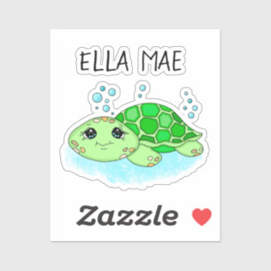 Personalized Cute Turtle Cartoon Name Sticker