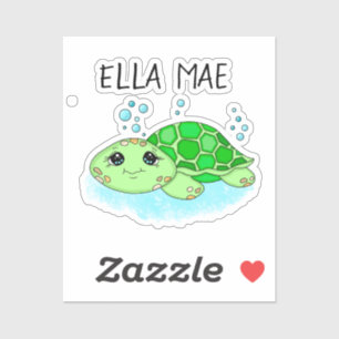 Personalized Cute Turtle Cartoon Name Sticker