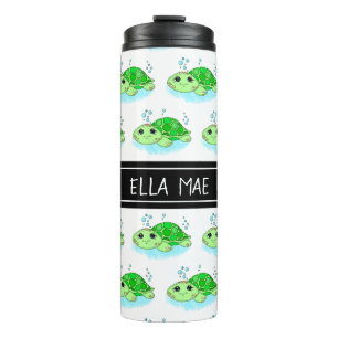 Personalized Cute Turtle Cartoon Name  Thermal Tumbler