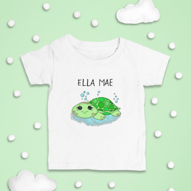 Personalized Cute Turtle Cartoon Name  Toddler T-shirt (Creator Uploaded)