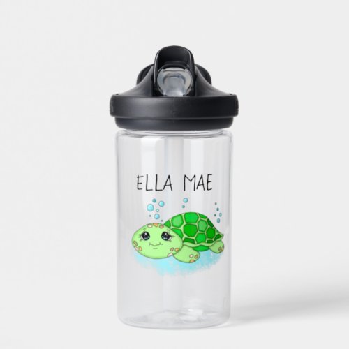 Personalized Cute Turtle Cartoon Name  Water Bottle