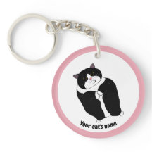 Personalized Cute Tuxedo Cat Lover Keychain