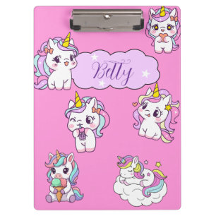 Personalized Cute Unicorn Clipboard
