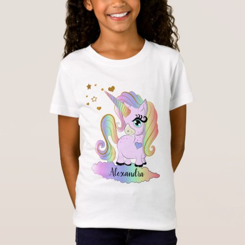 Personalized Cute Unicorn Girl T_Shirt