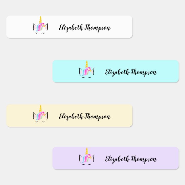 Personalized Cute Unicorn Kids school Labels (Group)