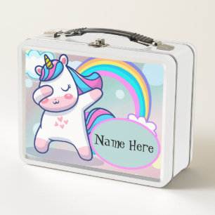 Personalized Cute Unicorn Metal Lunch Box