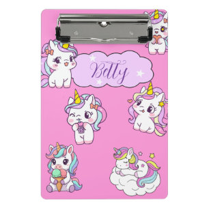 Personalized Cute Unicorn Mini Clipboard