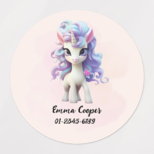 Personalized Cute Unicorn,Name,Phone number Kids' Labels