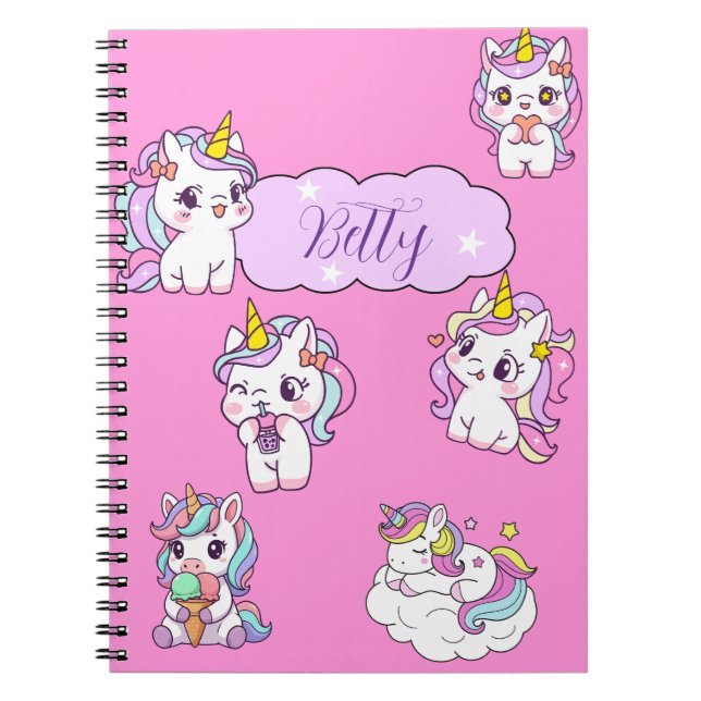 Personalized Cute Unicorn  Notebook (Front)