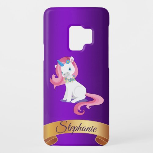 Personalized Cute Unicorn Purple Case_Mate Samsung Galaxy S9 Case