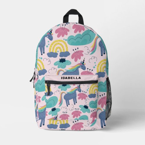 Personalized Cute Unicorn Rainbow Pattern  Printed Backpack