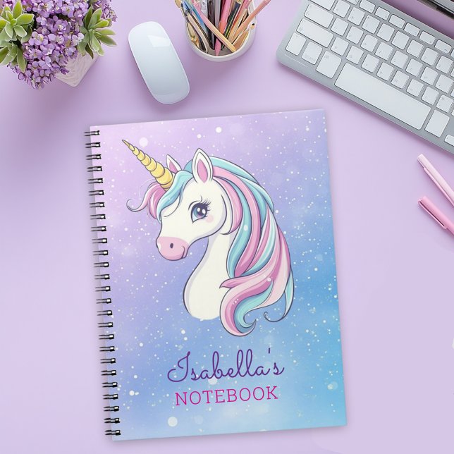 Personalized Cute Unicorn Rainbow Purple Notebook (Creator Uploaded)