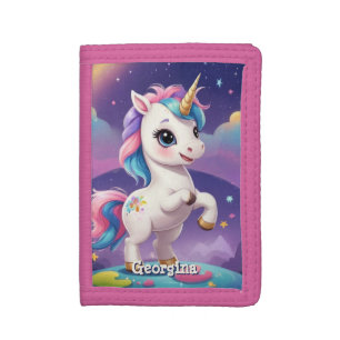 Personalized Cute Unicorn with Name Tri-fold Wallet