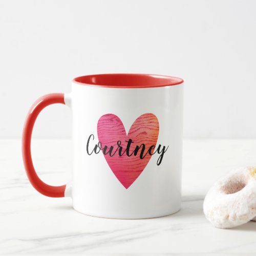 Personalized Cute Valentines Day Red Heart Mug