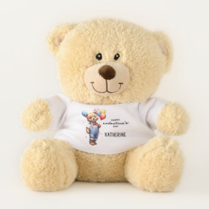 Personalized Cute Valentines Day Watercolor Bear