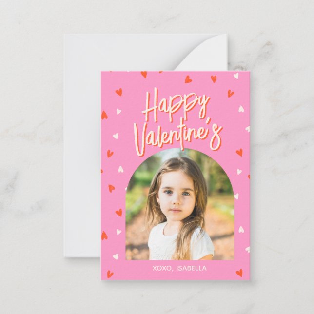 Personalized Cute Valentines Photo Classroom Card (Front)