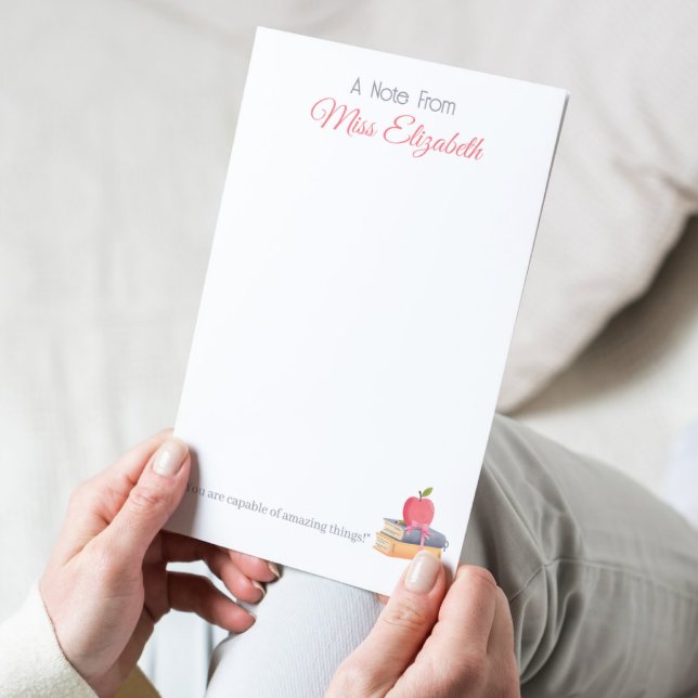 Personalized Cute Watercolor A Note From Teacher (A personalized teacher appreciation notepad, where you can custom all the text on the notepads.)