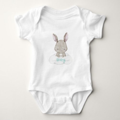 personalized cute watercolor bunny baby  baby bodysuit