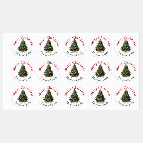 Personalized Cute Watercolor Christmas Tree Wishes Labels