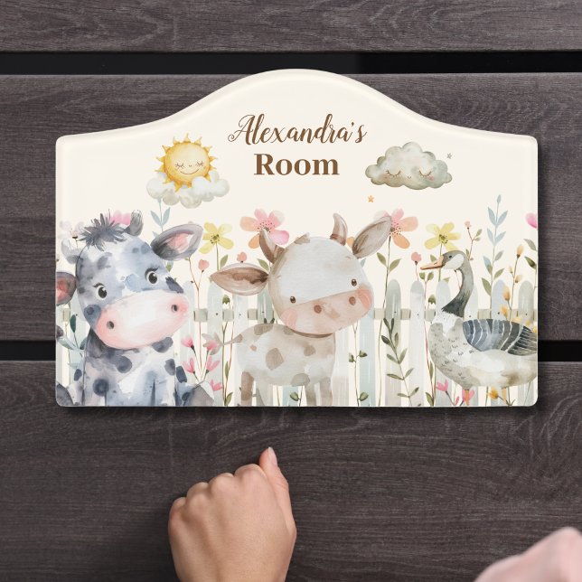Personalized Cute Watercolor Farm Animals  Door Sign (Creator Uploaded)