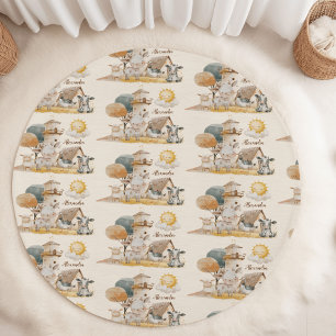 Personalized Cute Watercolor Farm Animals  Rug