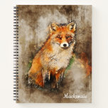 Personalized Cute Watercolor Fox Notebook at Zazzle