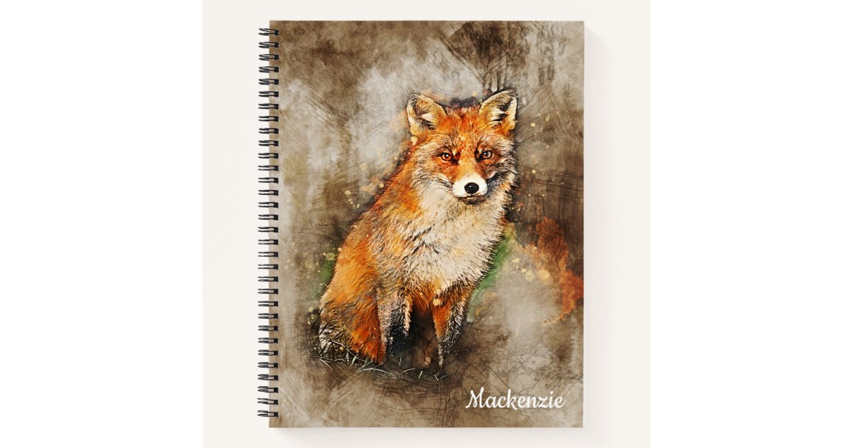 Personalized Cute Watercolor Fox Notebook Zazzle Com