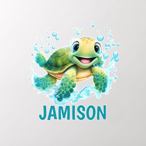 Personalized Cute Watercolor Turtle Wall Decal