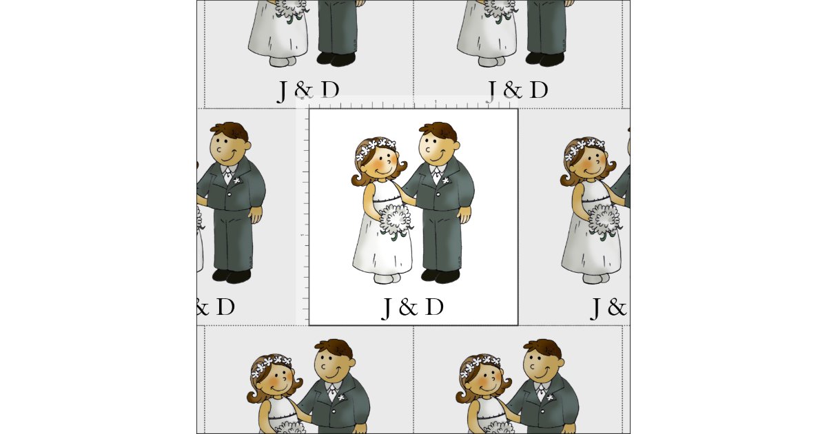 Personalized Cute Wedding Couple Bride And Groom Fabric Zazzle 2270