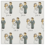 personalized cute wedding couple bride &amp; groom fabric