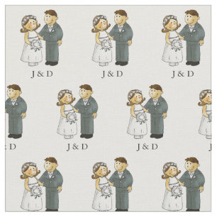 personalized cute wedding couple bride & groom fabric