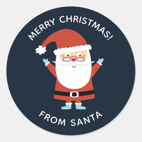 Personalized Cute Whimsical Christmas Santa Classic Round Sticker