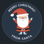 Personalized Cute Whimsical Christmas Santa Classic Round Sticker<br><div class="desc">A cute Santa Merry Christmas personalized sticker. Cute sticker to put on holiday gifts and stationary. Designed for you by Blackberry Boulevard.</div>
