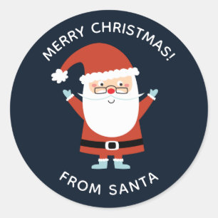 Personalized Cute Whimsical Christmas Santa Classic Round Sticker